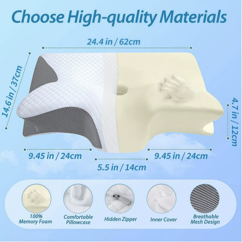Butterfly-shaped rolled horn neck protection pillow, butterfly-shaped pillow, home slow rebound store cervical spine protection pillow